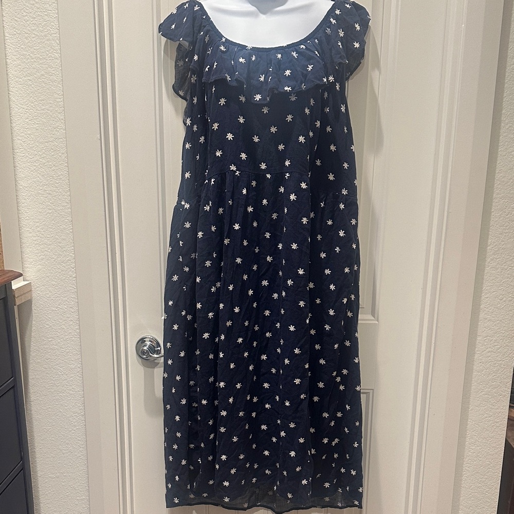 Ava & Viv Navy Blue Floral Maxi Dress with Pockets